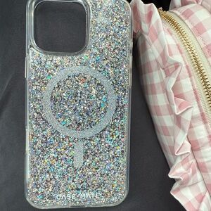 Case-Mate Silver Glitter Phone Case with Iridescent Design